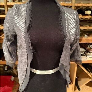 Gray Sequin‎ Open-Front Women's Cardigan